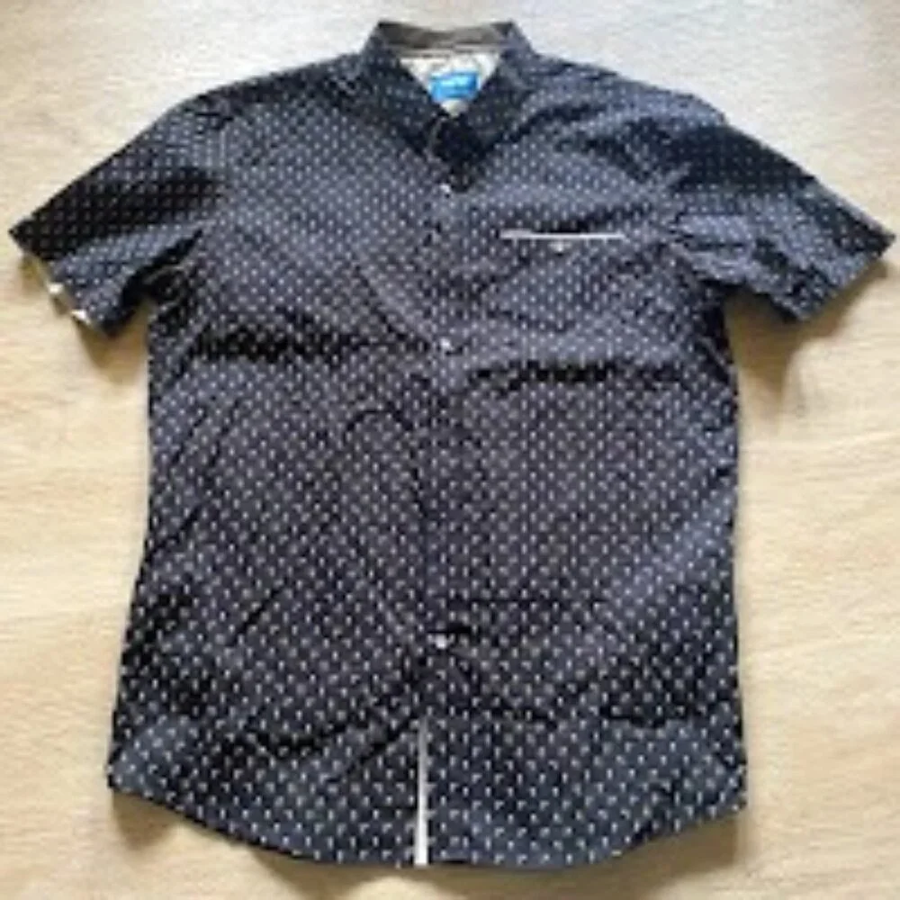 Voyage Palm Tree Button Down Shirt Casual Cotton Slim Fit Novelty Large Mens - Picture 1 of 7